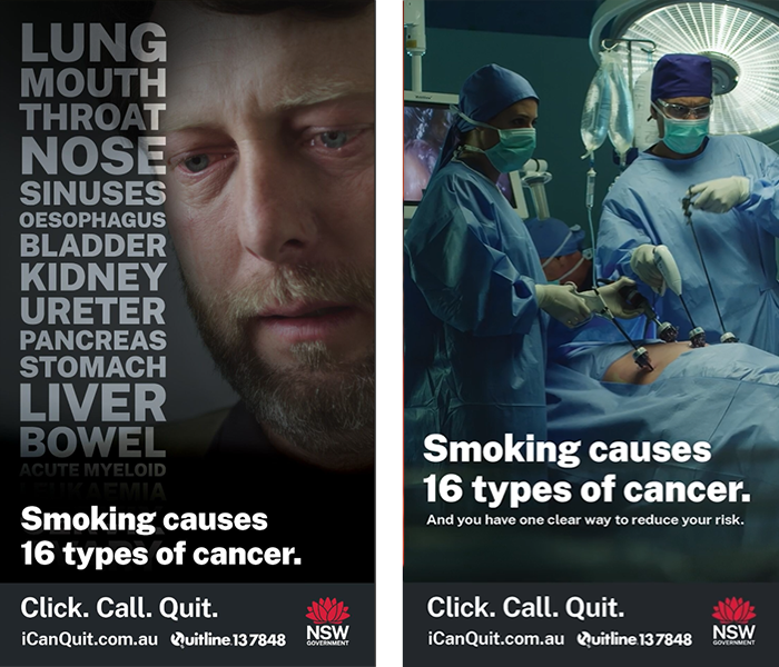 Out-of-home (OOH) programmatic Smoking causes 16 types of cancer