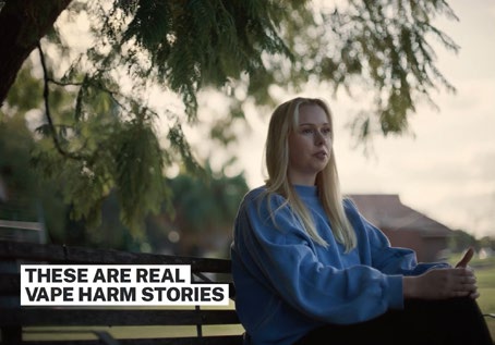 Still shot from the 'Every vape is a hit to your health' testimonial video