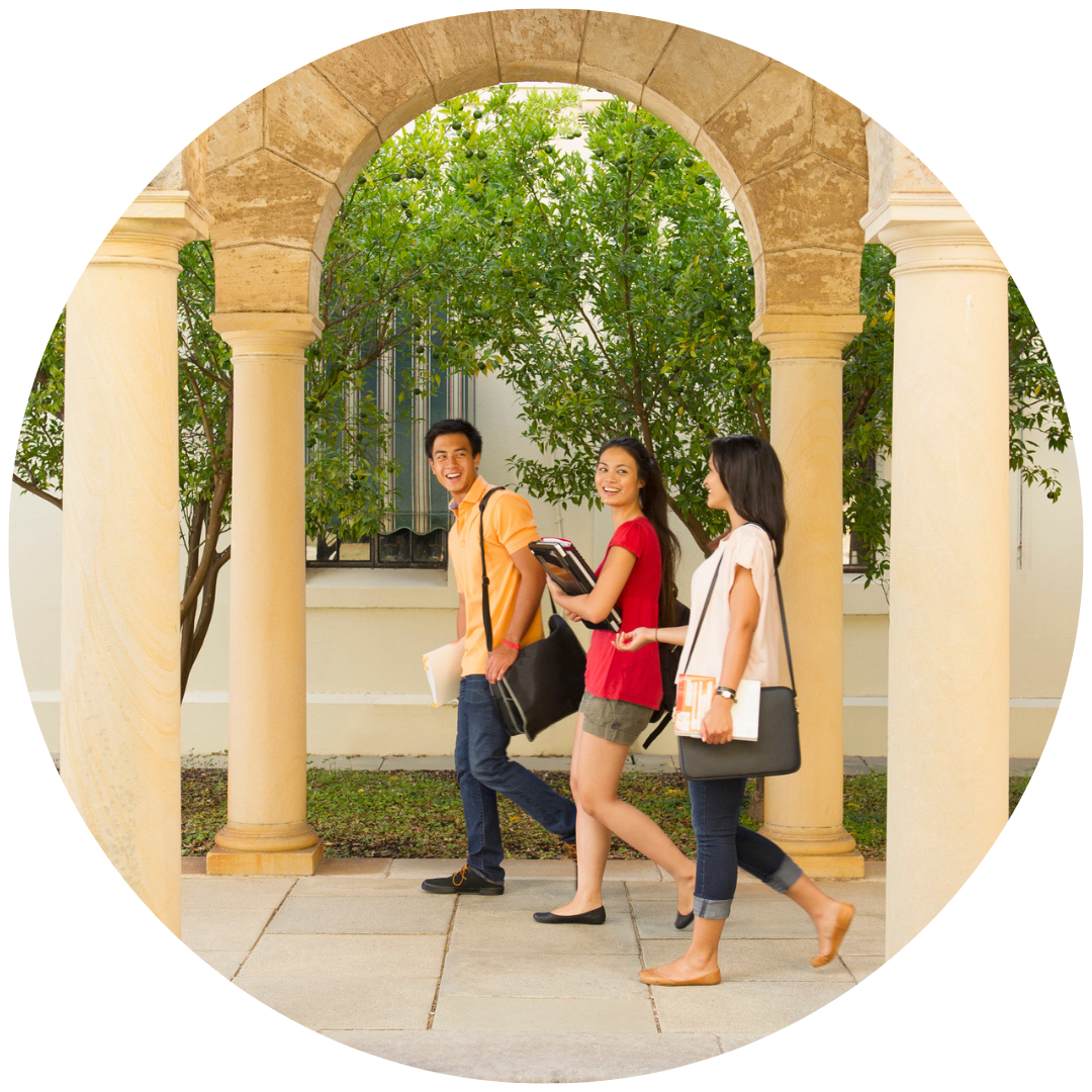 Students walking to class in a university