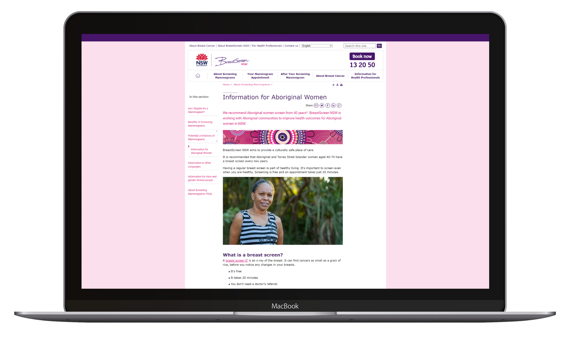 BreastScreen NSW Webpage