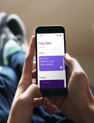 Screenshot of the app, showing the opening screen