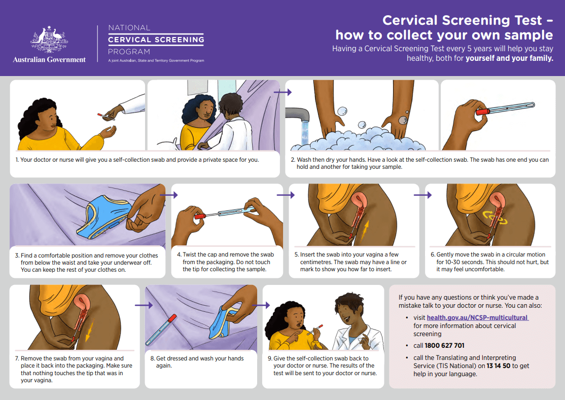 Cervical Screening Test - diagram on how to collect your own sample